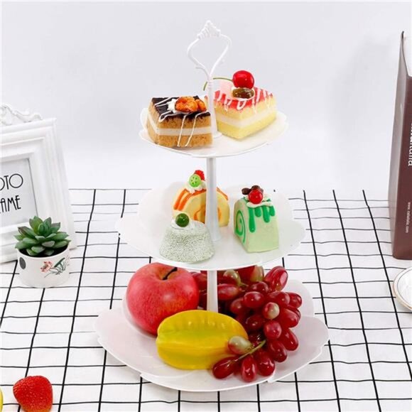 3 Pack 3 Tiers White Plastic Cupcake Stand Dessert Stand Tiered Serving Trays - Picture 6 of 8